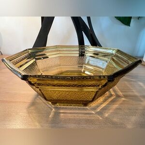 CLEARANCE ITEM! Vintage Anchor Hocking Honey Amber Depression Glass Bowl